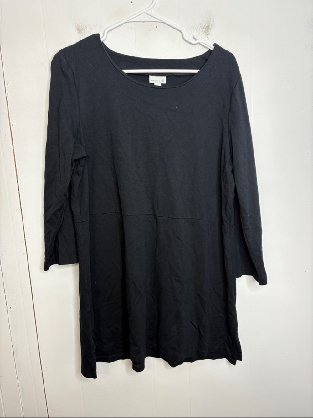 J Jill Top Womens Large Tall Tunic Black Long Sleeve Shift Classic Scoop Neck